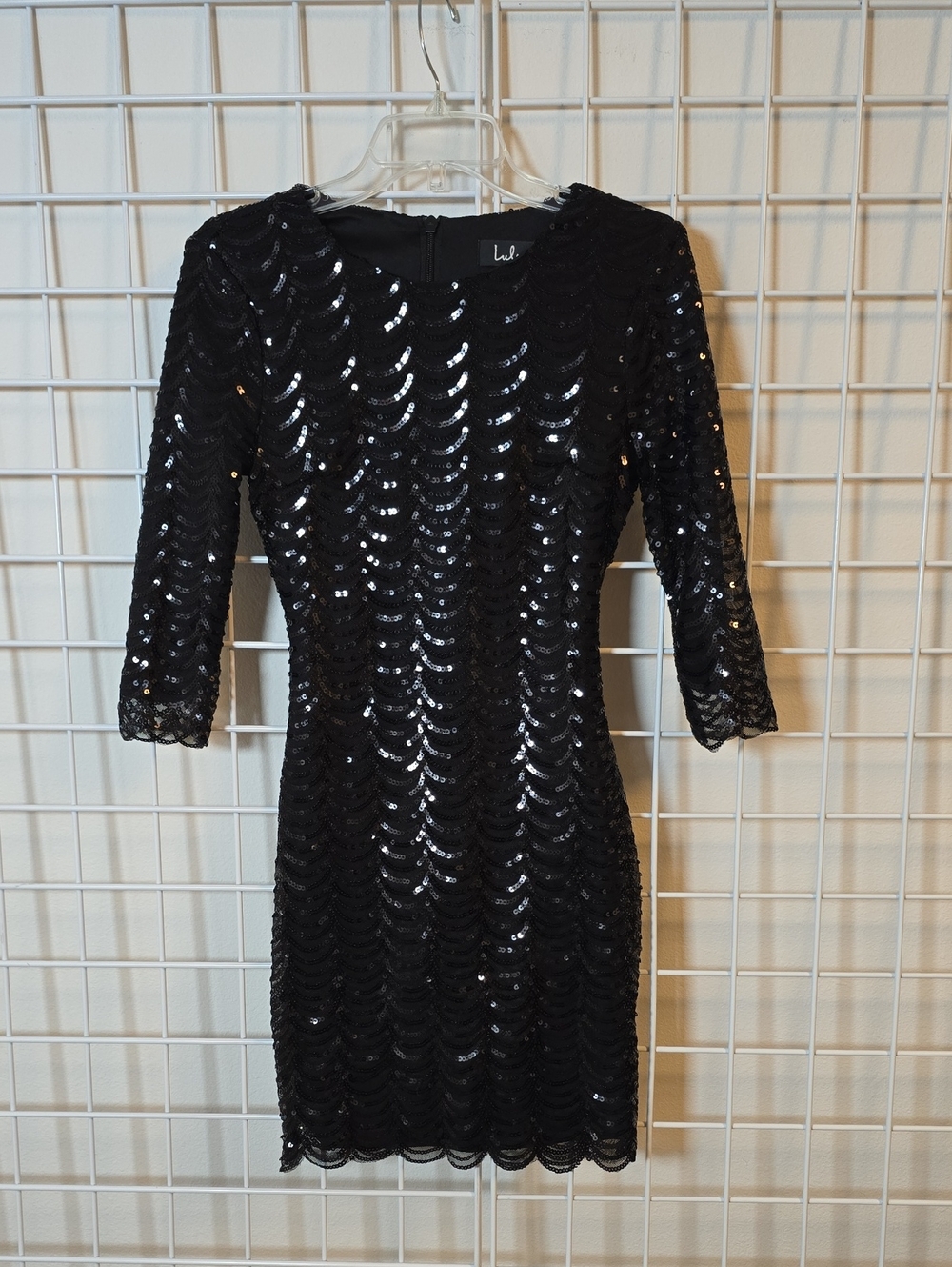 Lulu's Black Sequin Long Sleeve Mini Sheath Dress Size XS